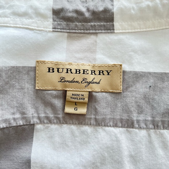 Burberry White and Gray Plaid Button-up Shirt - Picture 6 of 11